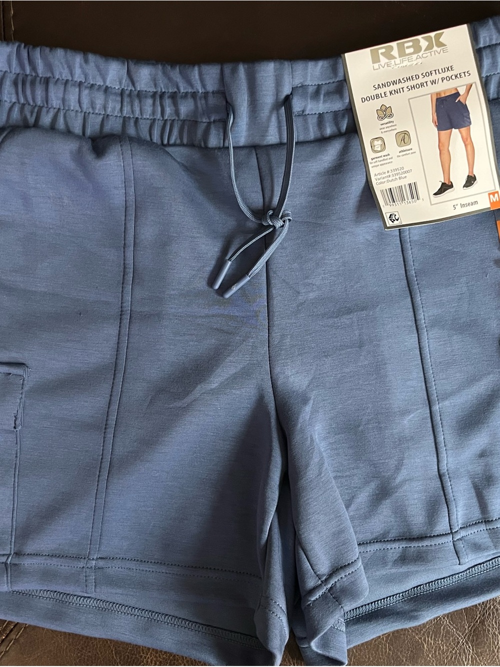 RBX Blue Sandwashed Softluxe Knit Shorts